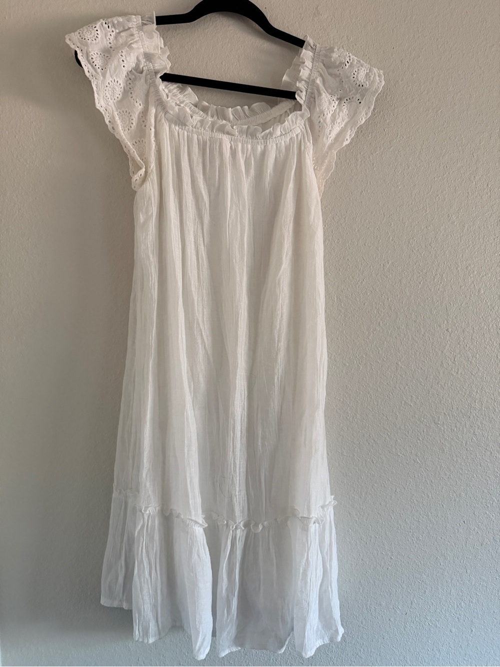 Indigo Rose White Dress Ruffle Eyelet Cottage Core Boho Western S/M
